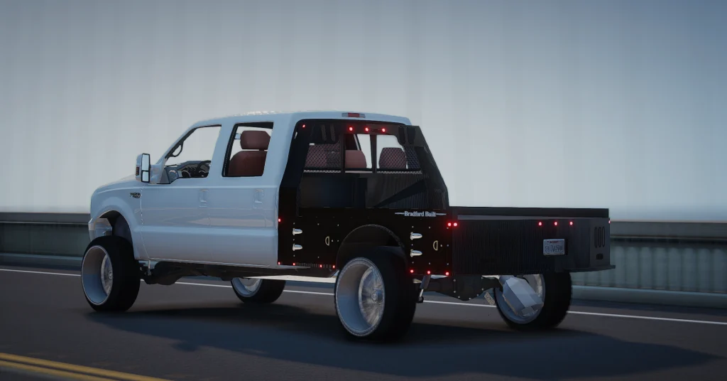 Ford F-350 Flatbed bradford built bed in game, shot 2 of 3